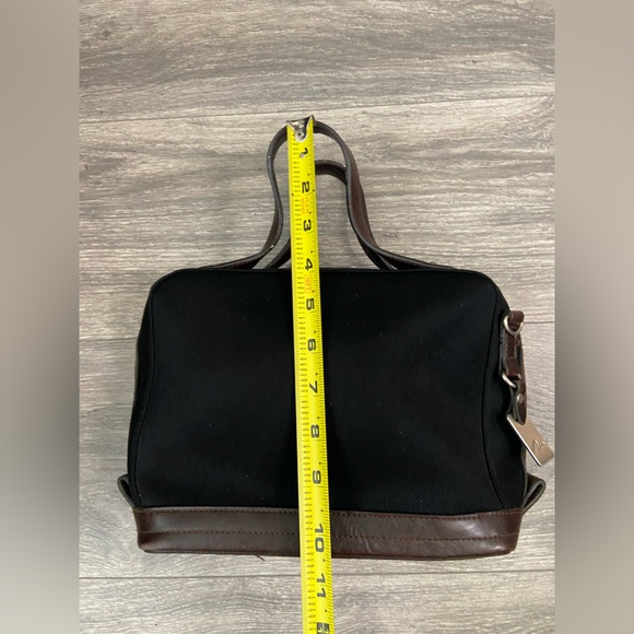 Vintage Marlo Black Canvas Bag with Brown Faux Leather Trims & Handles, Silver - Picture 15 of 15